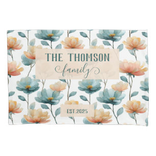 Vintage Watercolor Floral Family Heritage Pillowcase