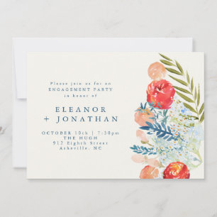 Vintage Watercolor Floral Garden Engagement Party Invitation