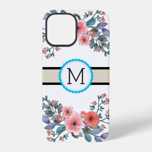 Vintage Watercolor Floral Monogram Modern White iPhone 12 Pro Case