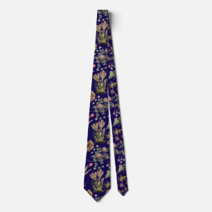 Vintage watercolor floral pattern 2508 Dblue BG Tie