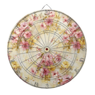 Vintage Watercolor Floral Pattern Dartboard