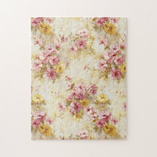 Vintage Watercolor Floral Pattern Jigsaw Puzzle