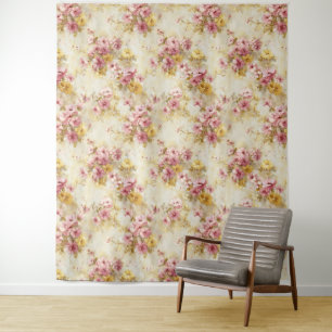 Vintage Watercolor Floral Pattern Tapestry