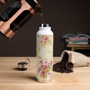 Vintage Watercolor Floral Pattern Water Bottle