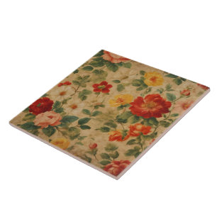 Vintage Watercolor Floral Popular Collection Ceramic Tile