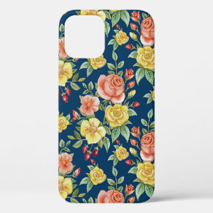 Vintage Watercolor Floral Roses Background iPhone 12 Pro Case