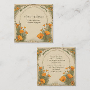 Vintage Watercolor Floral Square Business Card