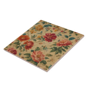 Vintage Watercolor Floral Trendy Collection Ceramic Tile
