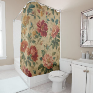 Vintage Watercolor Floral Trendy Collection Shower Curtain