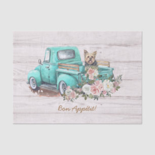 Vintage Watercolor Floral & Yorkshire Terrier Dog Tissue Paper