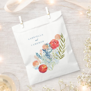 Vintage Watercolor Florals Boho Garden Wedding Favour Bag