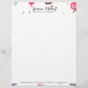 Vintage Watercolor Florals Craft Designer II Personalized Letterhead