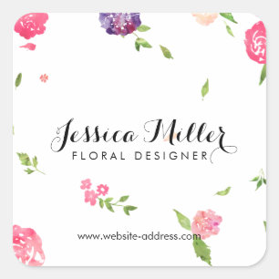 Vintage Watercolor Florals Craft Designer II Square Sticker