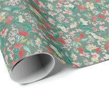 Vintage Watercolor Florals Winter Meadow (Green)