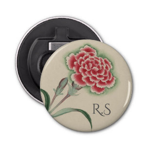 Vintage Watercolor Flower Monogram Bottle Opener