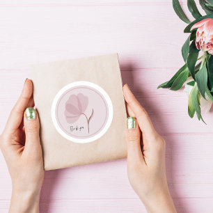 Vintage Watercolor Flower Thank You  Classic Round Sticker