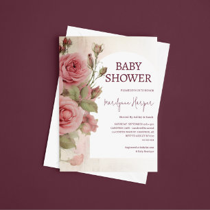 Vintage Watercolor Flowers Baby Shower Invitation