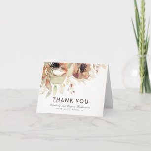 Vintage Watercolor Flowers Wedding Thank You Card