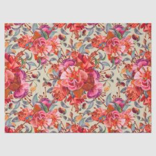 Vintage Watercolor Fuchsia Blooms Tissue Paper
