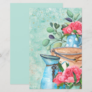 Vintage watercolor garde decoupage scrapbook paper