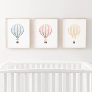 Vintage Watercolor Hot Air Balloon Nursery Decor