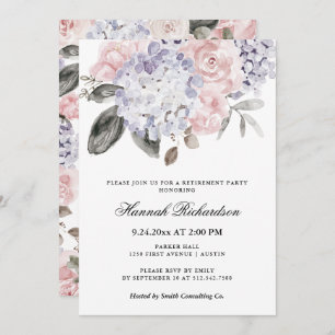 Vintage Watercolor Hydrangeas   Retirement Party Invitation