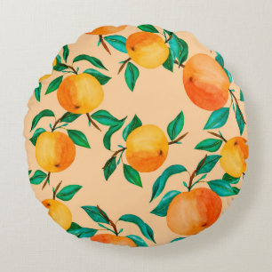 Vintage watercolor illustration background mix col round cushion