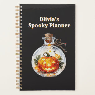 Vintage Watercolor Jack-O-Lantern Bottle Spooky Planner
