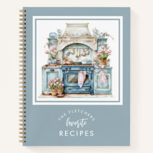 Vintage Watercolor Kitchen Family Recipe Notebook