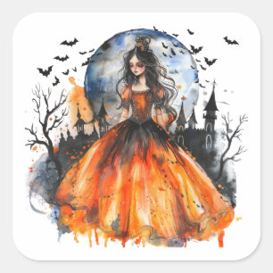 Vintage Watercolor Midnight Witch Sticker