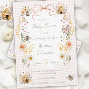 Vintage Watercolor Mummy to Bee Baby Shower Invitation