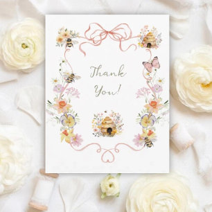 Vintage Watercolor Mummy to Bee Baby Shower  Thank You Card