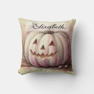 Vintage watercolor of Halloween pumpkins Fall Cushion