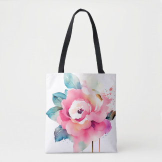 Vintage Watercolor Pale Pink Rose Canvas Tote Bag