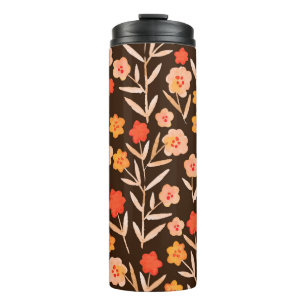 vintage watercolor pattern, floral texture with ha thermal tumbler