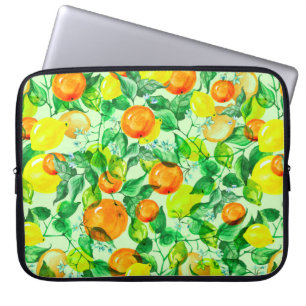 Vintage watercolor pattern - Lemon branch with fl Laptop Sleeve