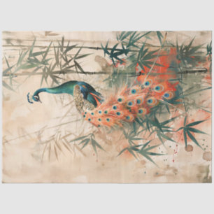 Vintage watercolor peacock tissue paper