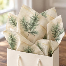 Vintage Watercolor Pine Sprig Woodland Christmas