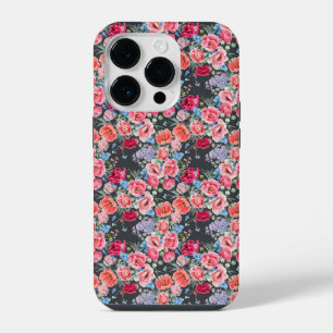 vintage watercolor pink and red roses pattern iPhone 14 pro case