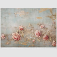 Vintage watercolor pink English roses faux gold