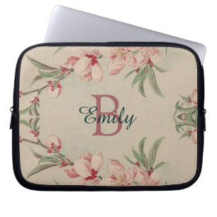 Vintage Watercolor Pink Floral Personalised Laptop Sleeve