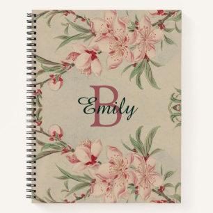 Vintage Watercolor Pink Floral Personalised Notebook