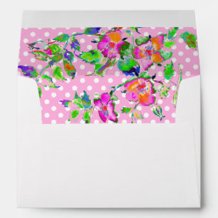 Vintage watercolor Pink orange roses polkadots Envelope