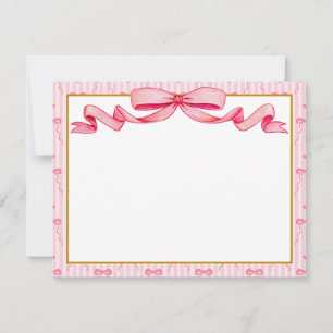 Vintage Watercolor Pink Ribbon Thank You Card