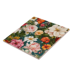Vintage Watercolor Popular Floral Collection Ceramic Tile