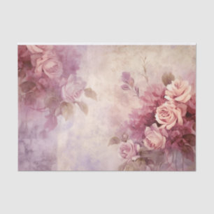 Vintage Watercolor Purple Roses Decoupage Tissue Paper