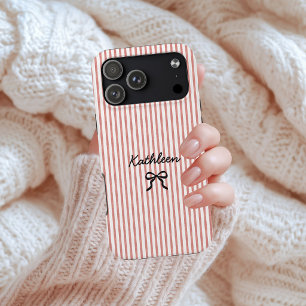 Vintage Watercolor Red Stripes Bachelorette Party iPhone 15 Pro Case