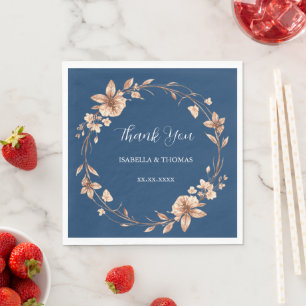 Vintage watercolor rose gold Daisy Floral Botanica Napkin