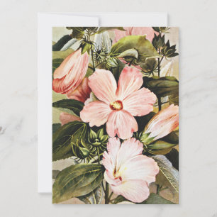 Vintage Watercolor Rose mallow Wildflowers  Holiday Card