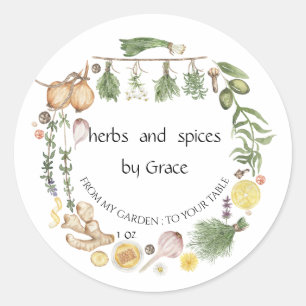 Vintage Watercolor Rosemary Jar Bottle  Classic Round Sticker